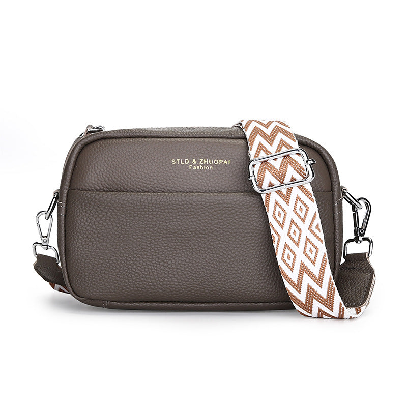 Top Layer Cowhide Small Square Bag Fashion Simple Shoulder Messenger Bag