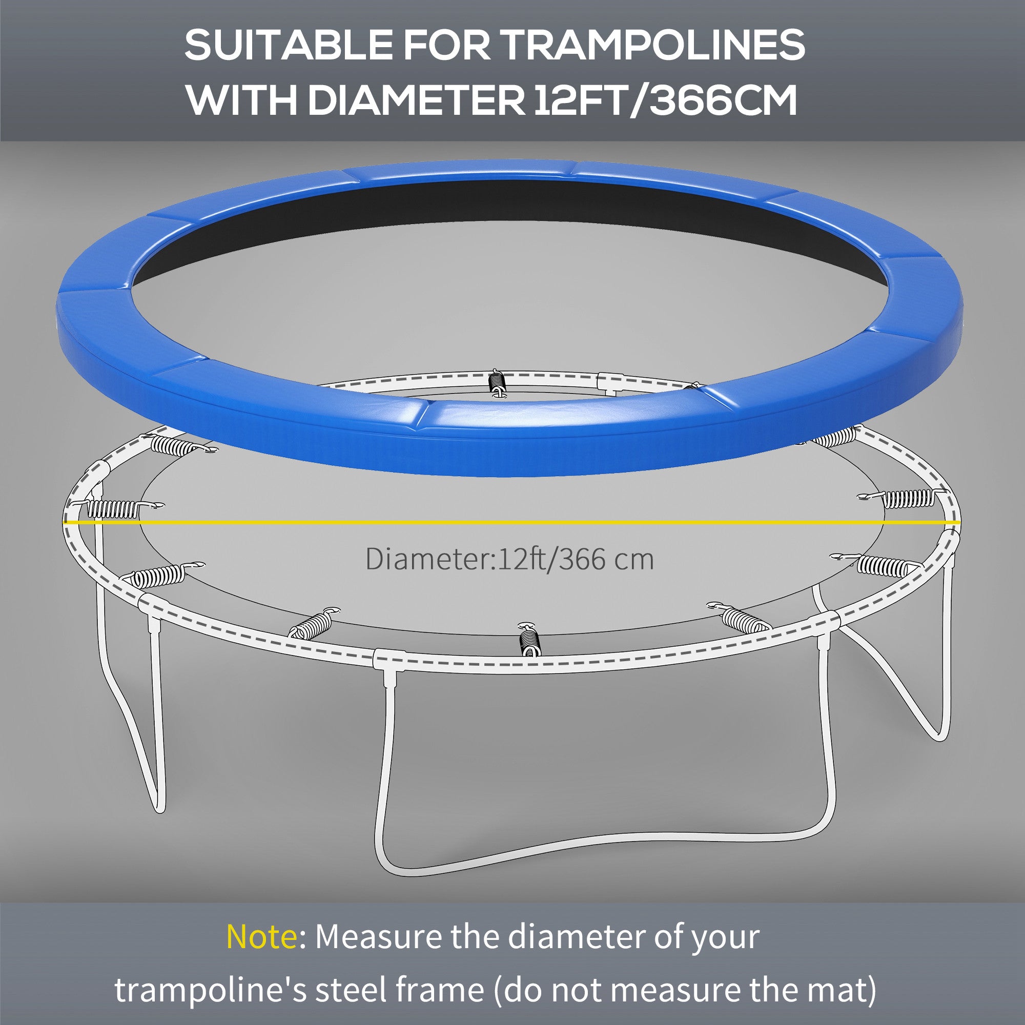 All-Weather 12FT Blue Trampoline Spring Cover Safety Pad Replacement