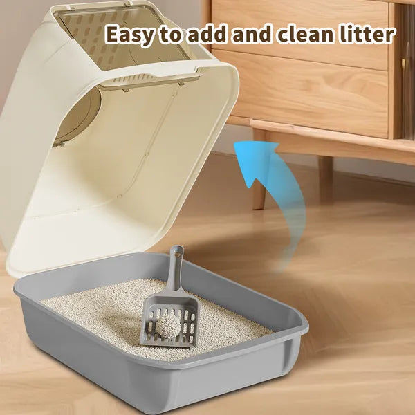 Extra Large Dual-Entry Cat Litter Box – Convertible Open & Enclosed Design with Odor Control