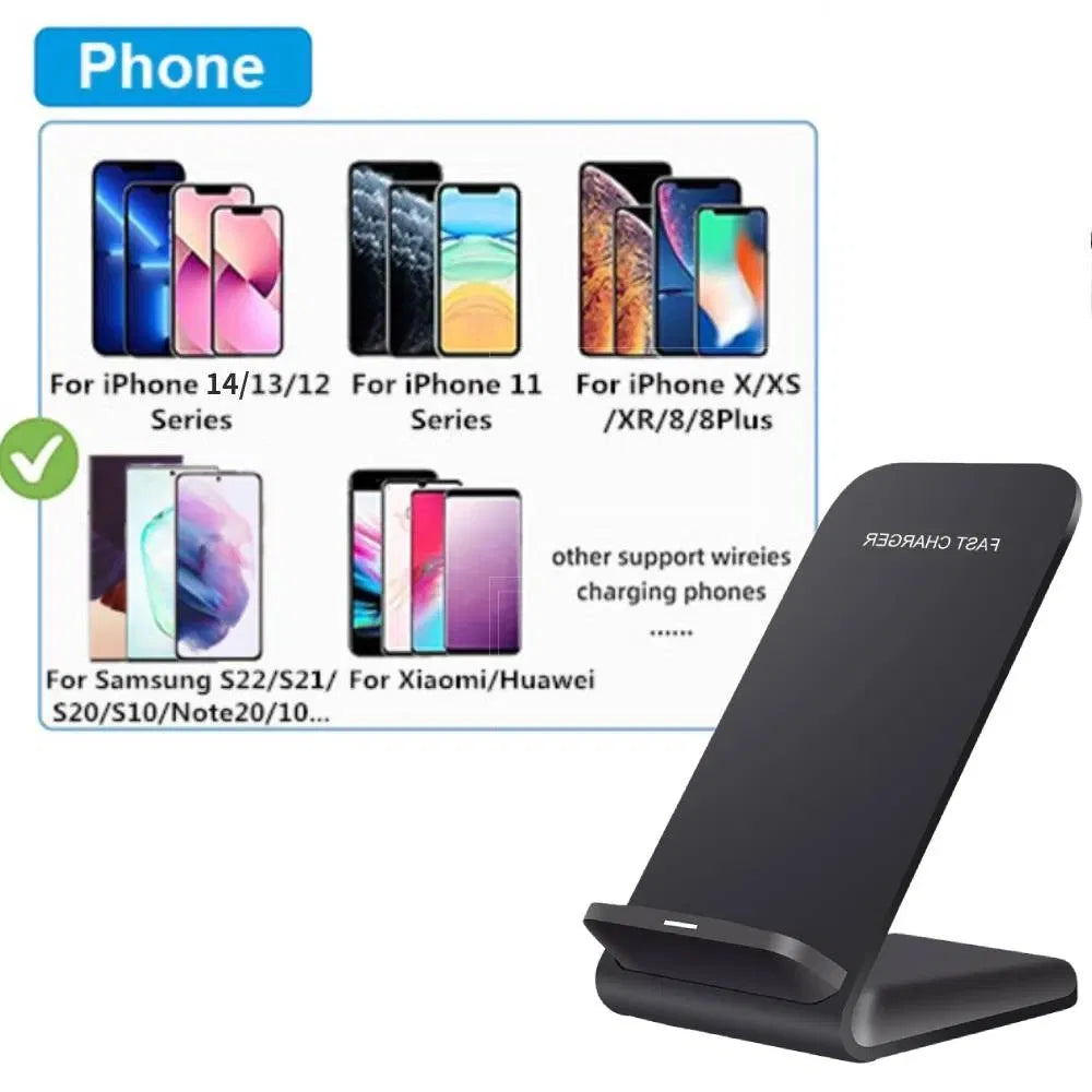 Qi Wireless Fast Charger Stand Dock for Galaxy and Smartphones