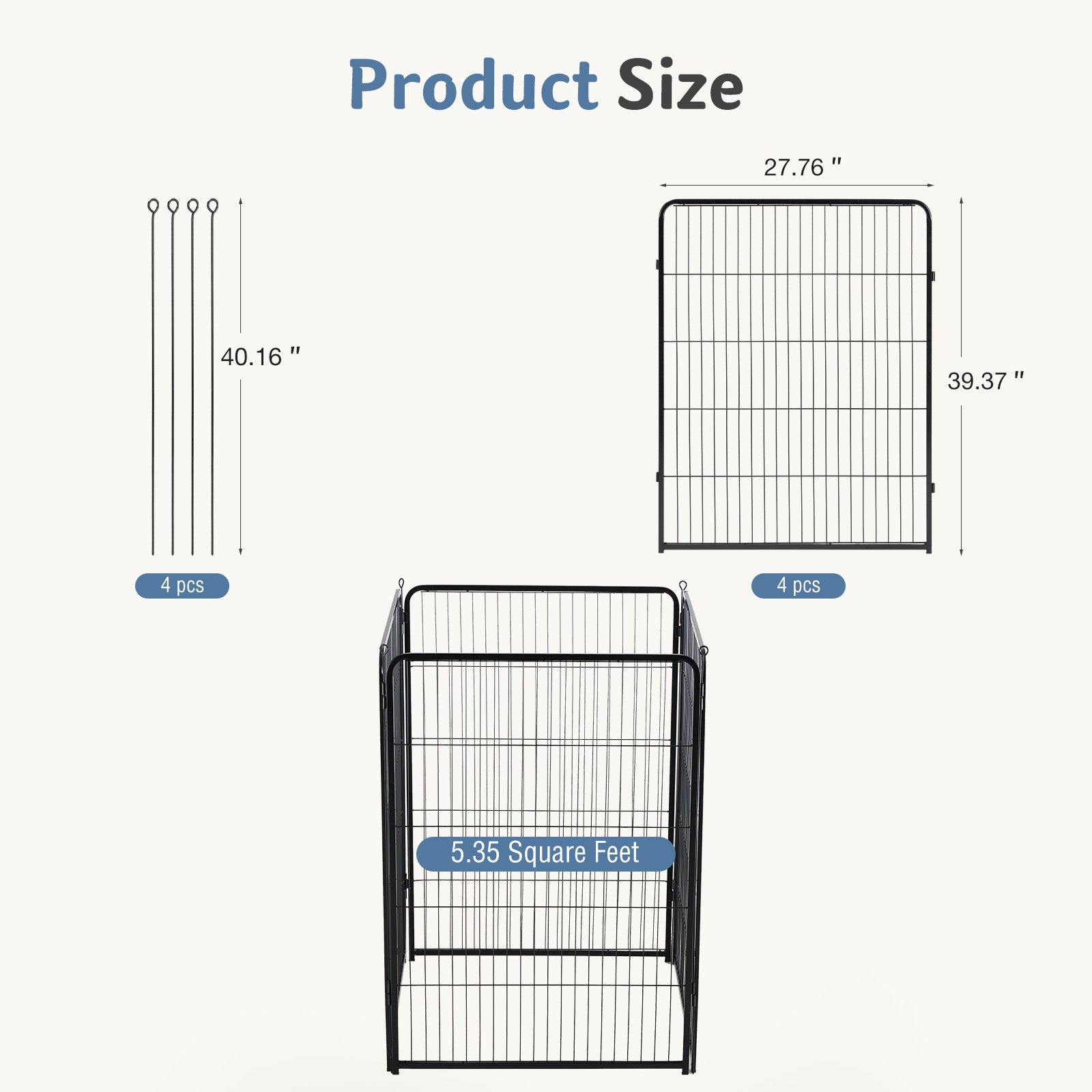 Foldable Metal Pet Fence with Door – Outdoor Exercise Playpen for Small, Medium & Large Dogs