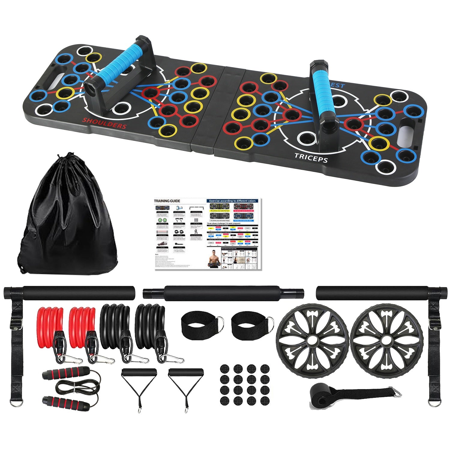 Push Up Board Home Gym Equipment & 15 Fitness Accessories for Full Body Workout