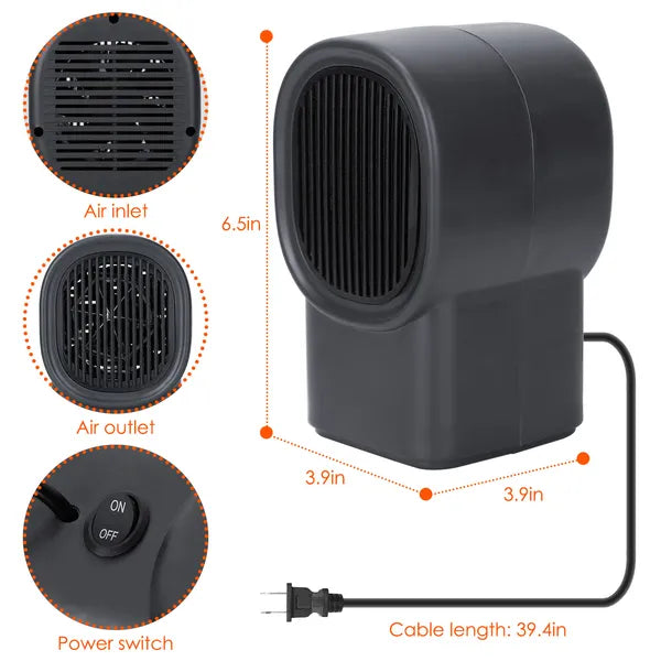 400W Portable Electric Space Heater Mini Desktop Fan