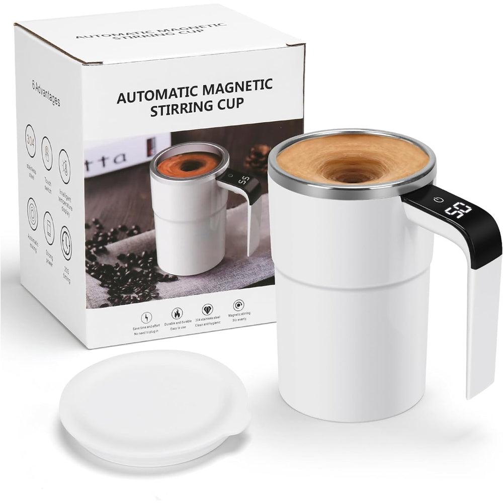 12oz Self Stirring Mug Auto Magnetic Coffee Cup LED Temperature Display