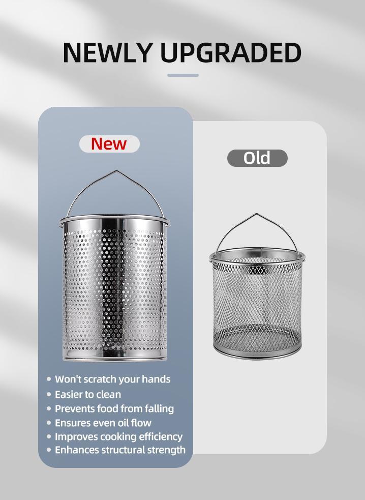 304 Stainless Steel Oil Filter Pot with Strainer Basket