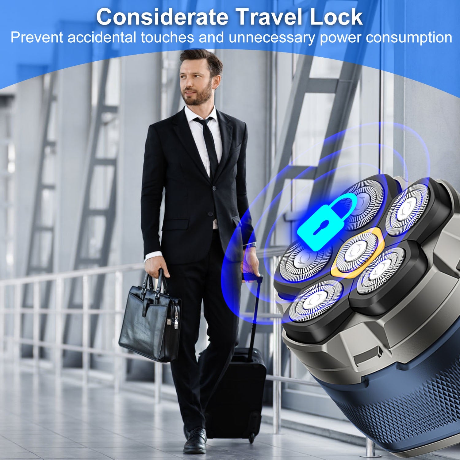 Cordless Electric Head Shaver for Men 6D Waterproof LED Trimmer