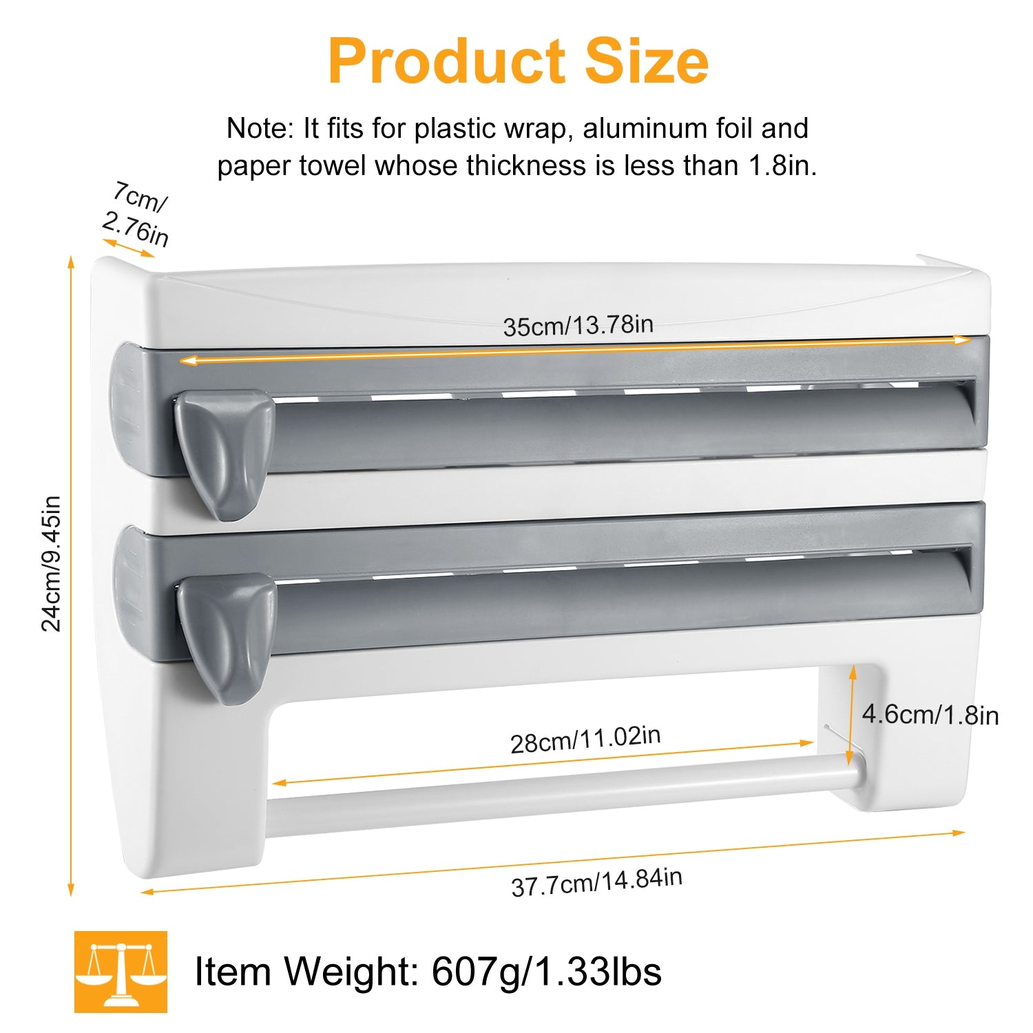 Wall Mounted Kitchen Roll Dispenser with Cutter