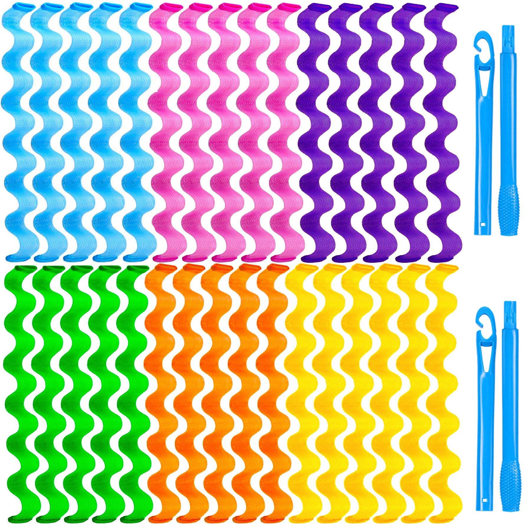 30 Pcs Heatless Hair Curlers Styling Kit