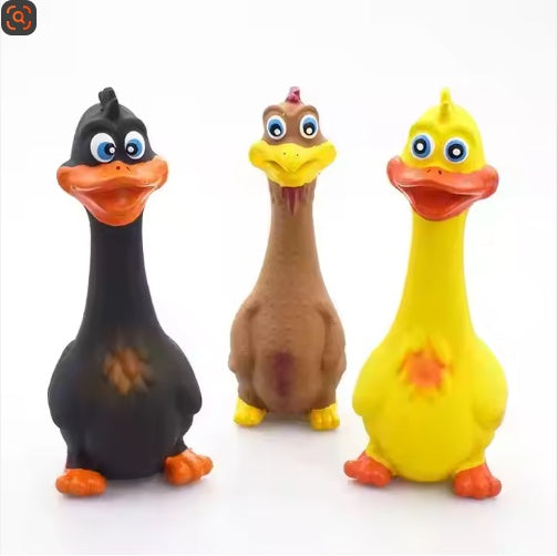 Interactive Latex Dog Chew Toy Cute Duck Squeaky Boredom Buster