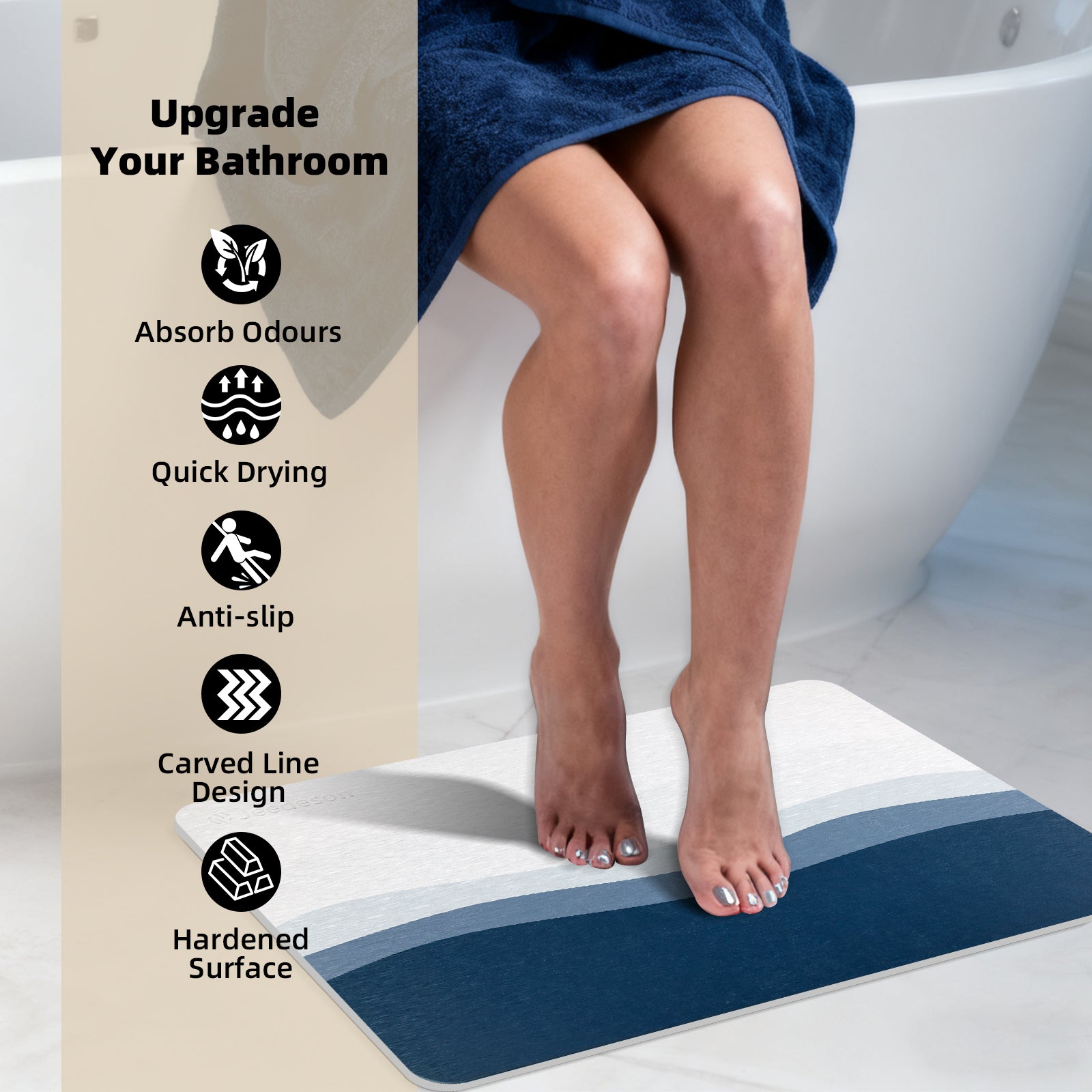 Diatomaceous Earth Bath Mat Quick Dry Non Slip All Season Comfort