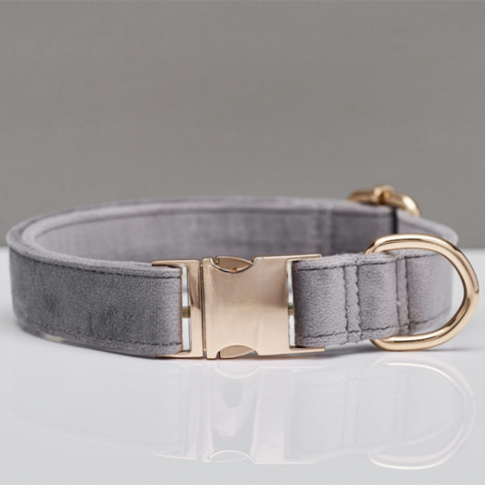 Luxury Velvet Dog Collar and Leash Set Personalized Bow Design