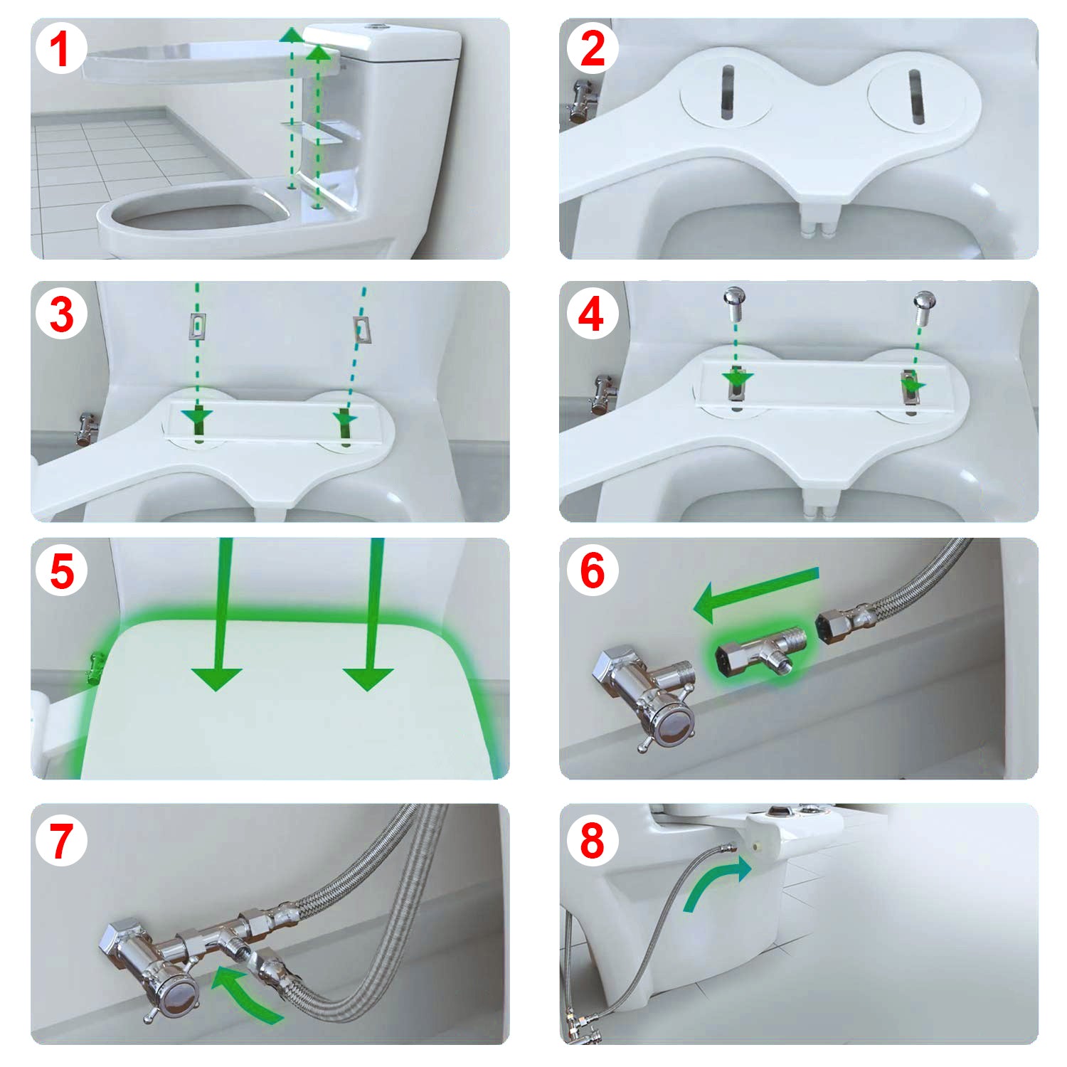 Cold Water Spray Bidet with Dual Nozzle Self Cleaning Toilet Seat Attachment