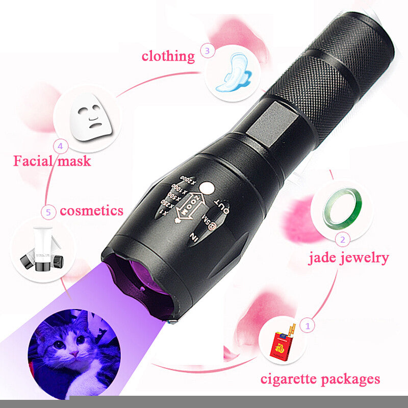 Ultra Bright UV Flashlight 395nm Blacklight Torch Dual Mode