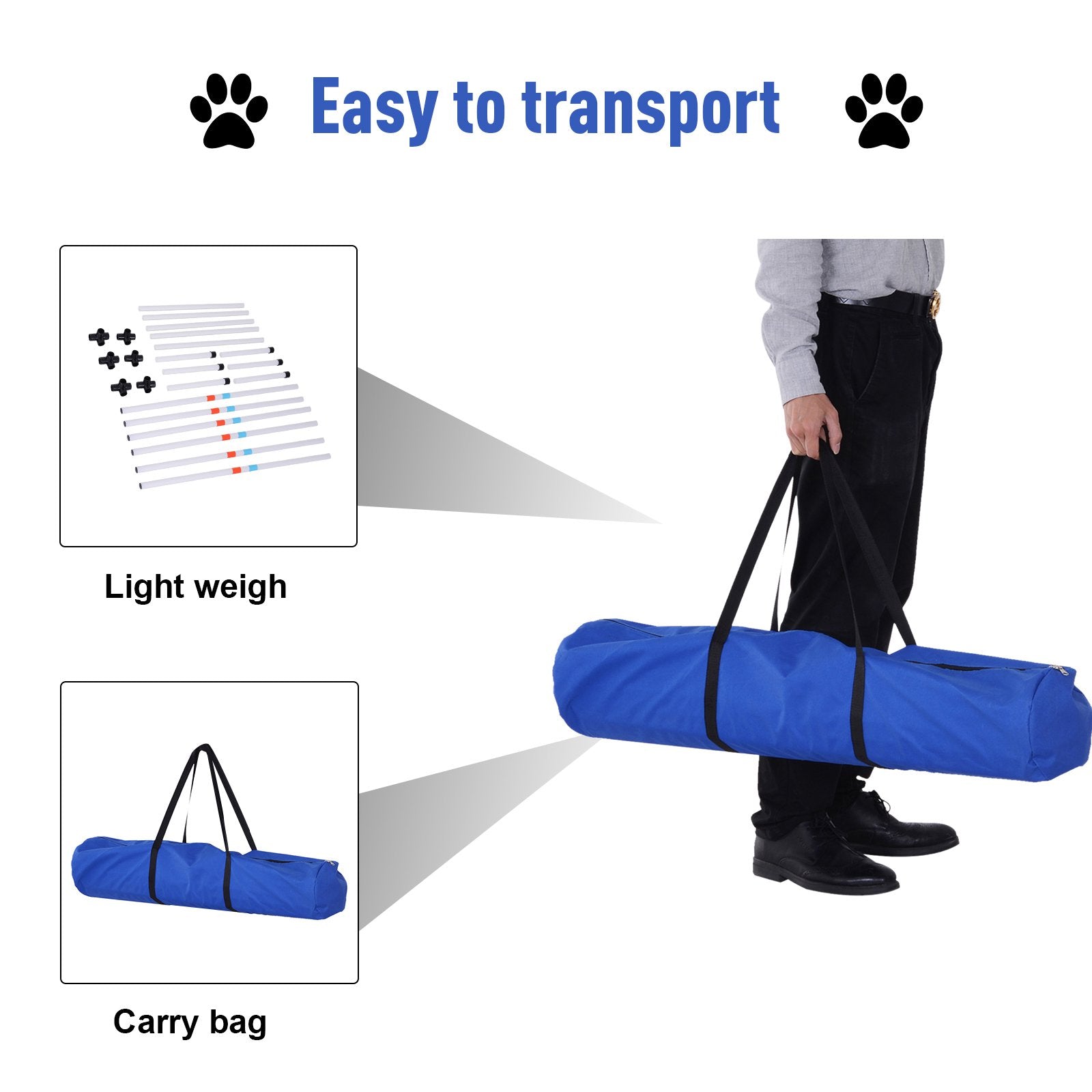Premium Dog Weave Poles Agility Training Set with Storage Bag