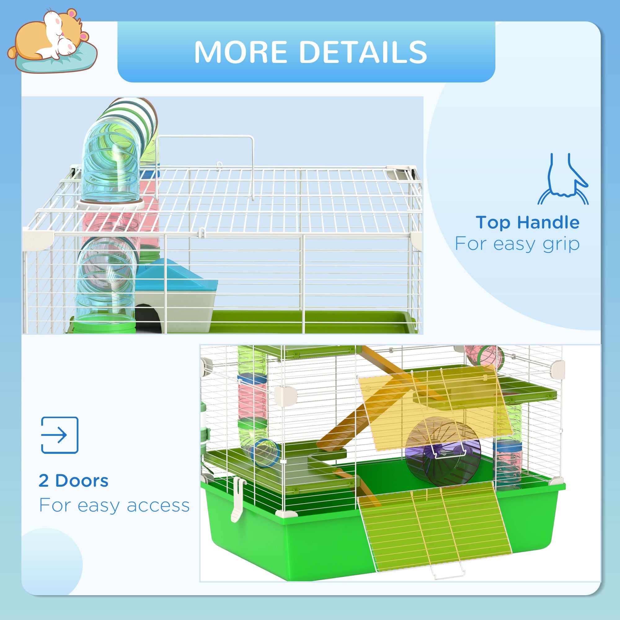 23-Inch 5-Tier Hamster Cage with Exercise Wheel & Water Bottle – Small Animal Habitat