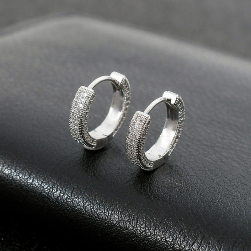 Luxury Zircon Hoop Earrings for Men Stylish Hip Hop Jewelry