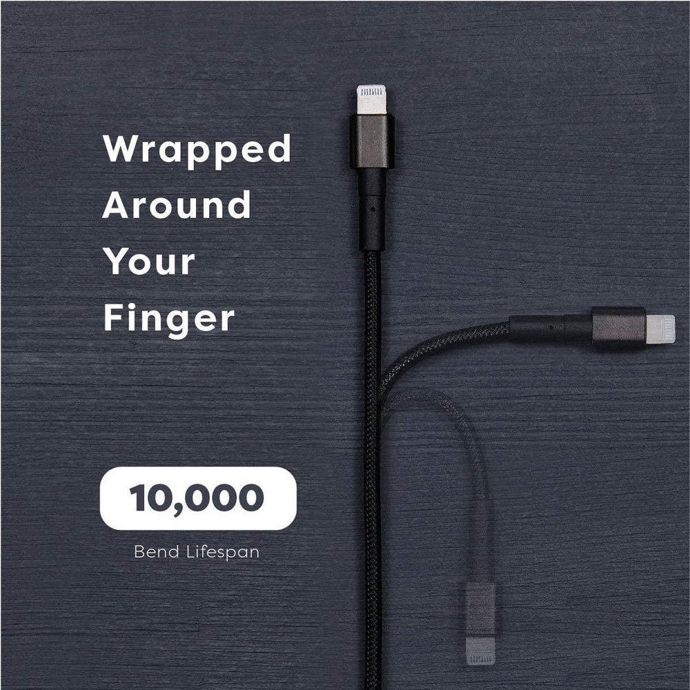 MFi Certified USB Cable Fast Charging Nylon Braided Black