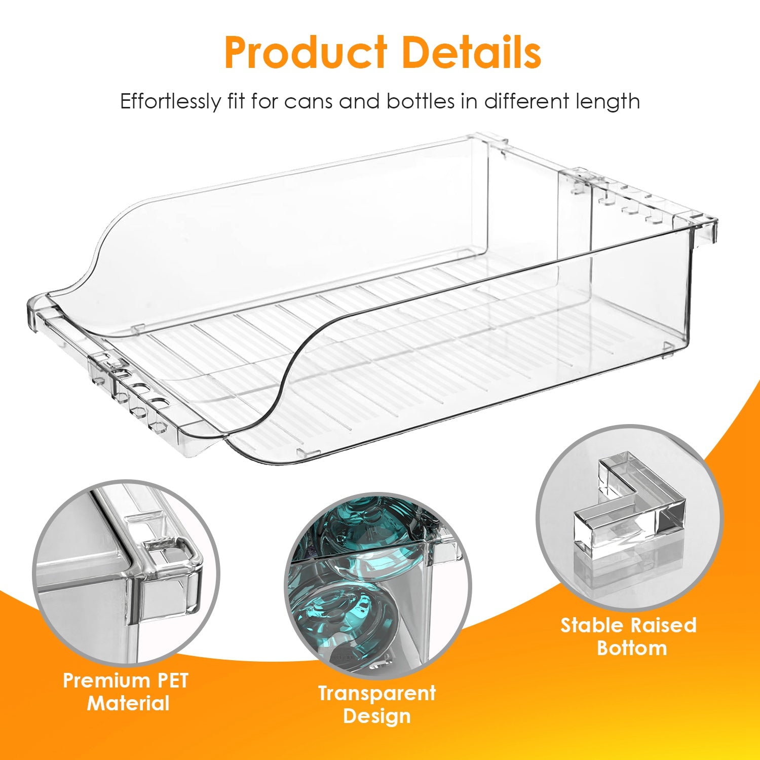 4Pcs Adjustable Soda Can Organizer Clear Fridge Dispenser