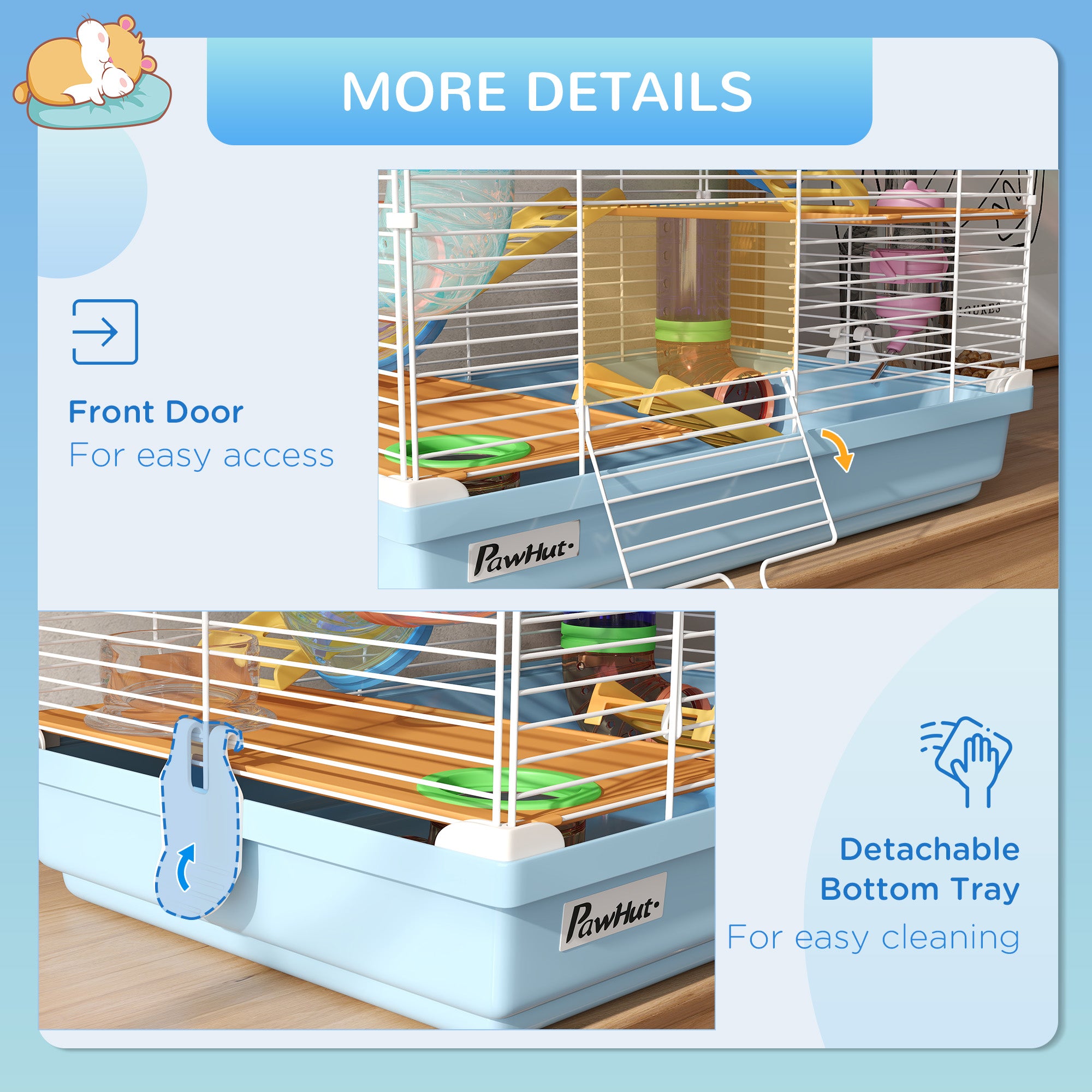 Premium 5 Tier Hamster Cage Portable Carrier with Wheel Tube