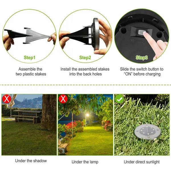 Solar Ground Lights Waterproof In-Ground Pathway Lights 4 Pack