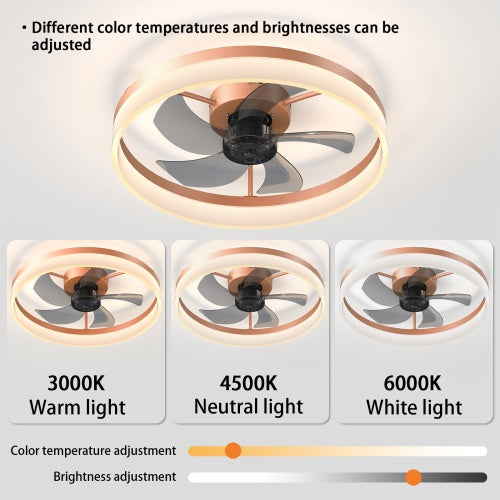 Slim Ceiling Fan with Light Dimmable LED Remote 6 Speed