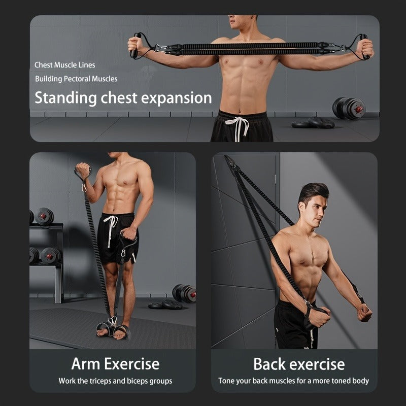 Adjustable Tension Bands Set with Foot Pedals & Handles for Full Body Fitness Training
