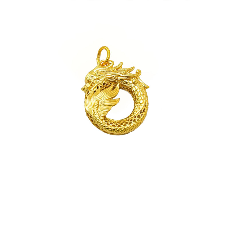 Luxury Ouroboros Dragon Necklace 24K Gold Infinity Pendant