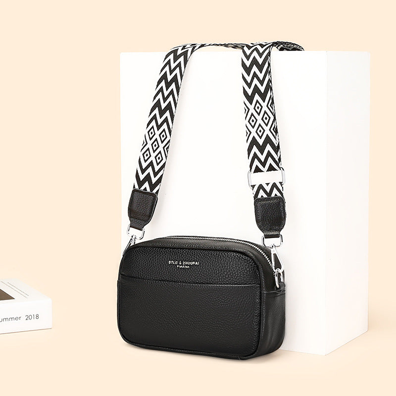 Top Layer Cowhide Small Square Bag Fashion Simple Shoulder Messenger Bag
