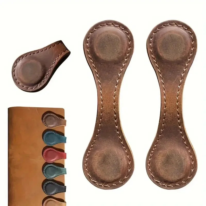 Premium PU Leather Magnetic Bookmarks Set Retro Double-Sided
