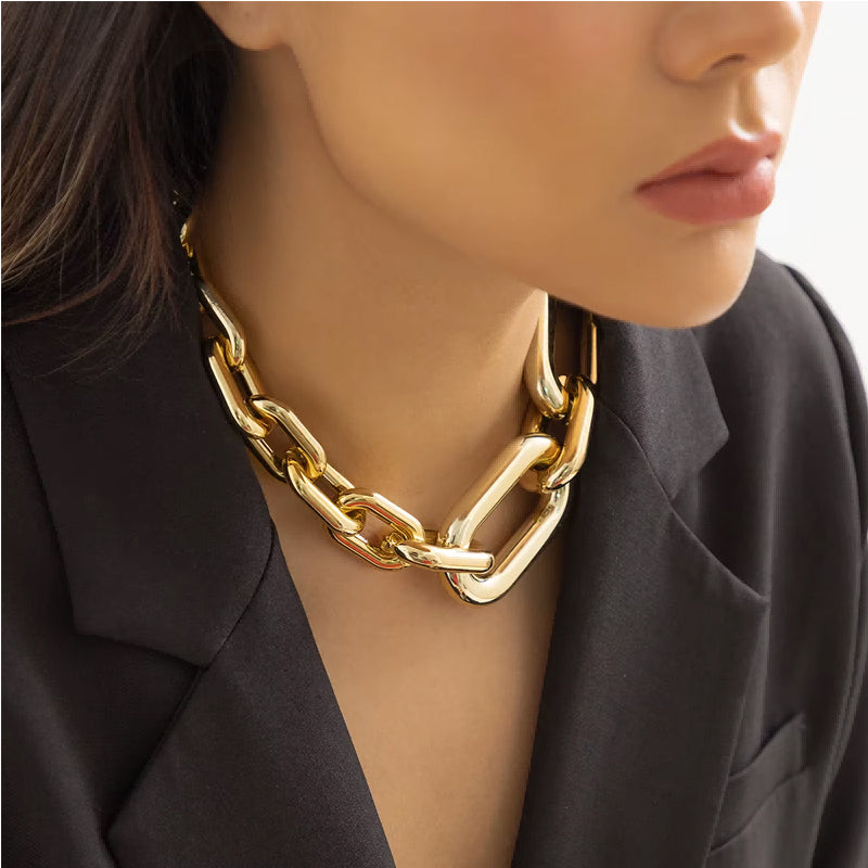 Luxury Gold Chunky Chain Necklace Vintage Choker Style