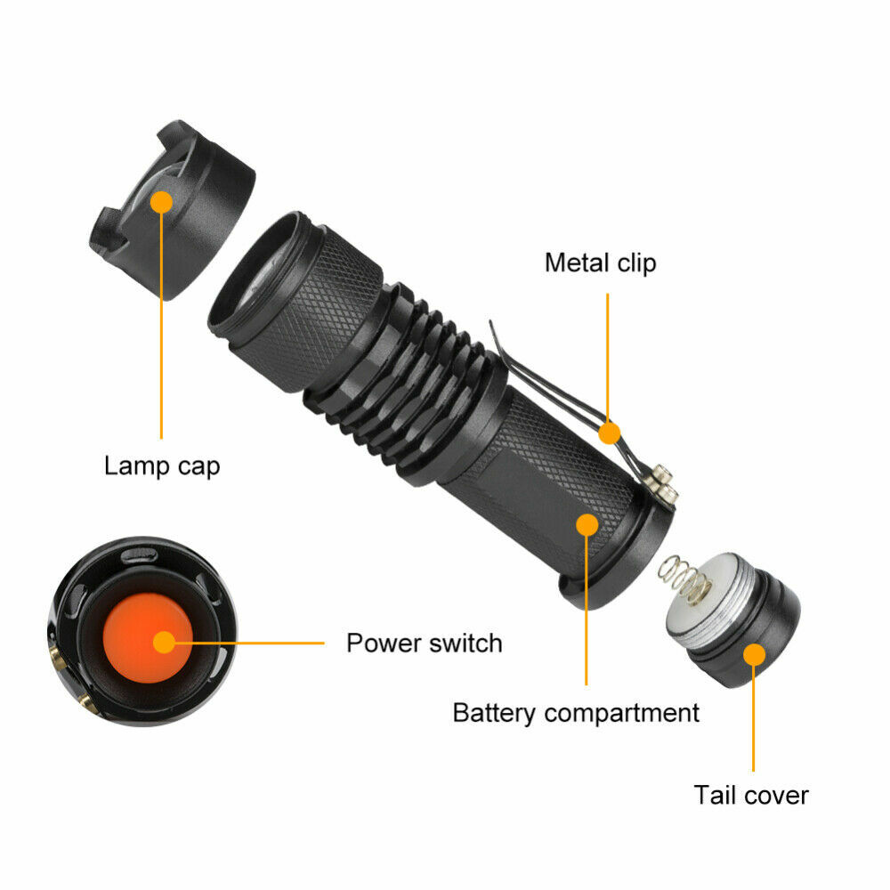 Ultra Bright UV Flashlight 395nm Mini Blacklight Inspection Torch