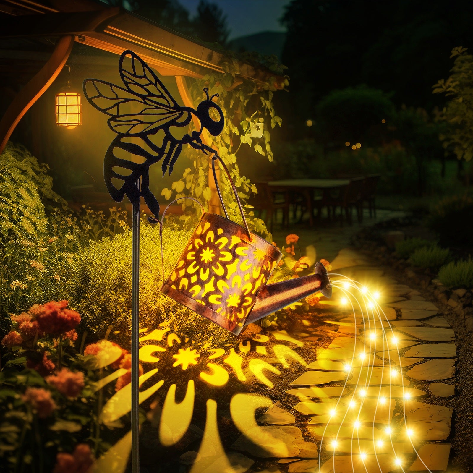 Magical Solar Watering Can Lights Garden Fairy LED Decor Lamp