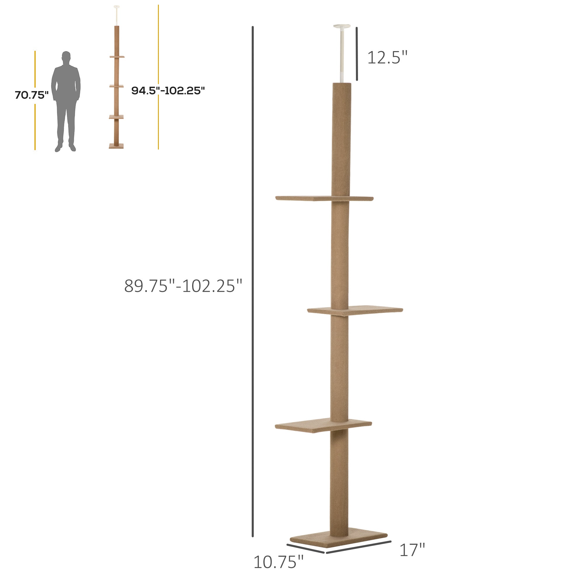 Premium Floor to Ceiling Cat Tree with Sisal Scratching Posts