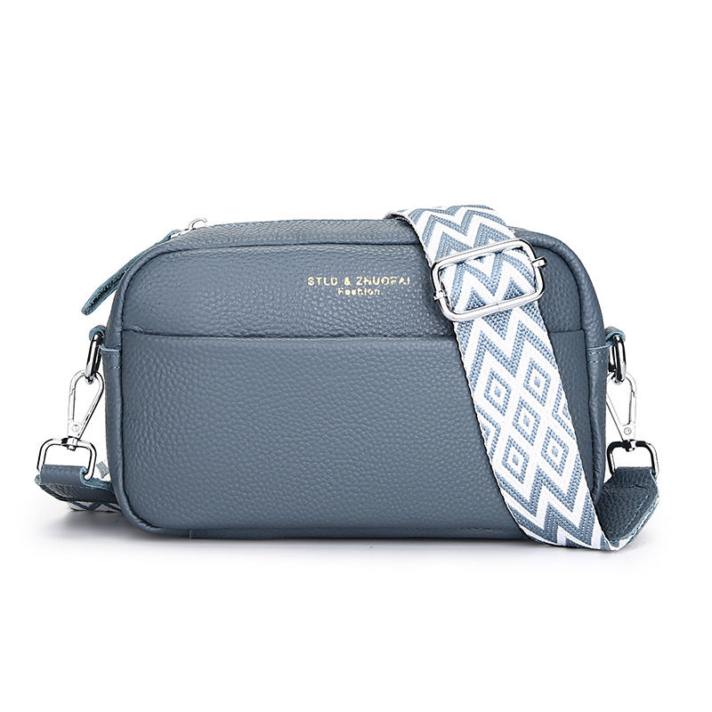 Top Layer Cowhide Small Square Bag Fashion Simple Shoulder Messenger Bag