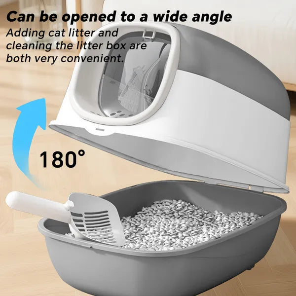Enclosed Cat Litter Box with Lid – Large Covered Odor Control Cat Toilet