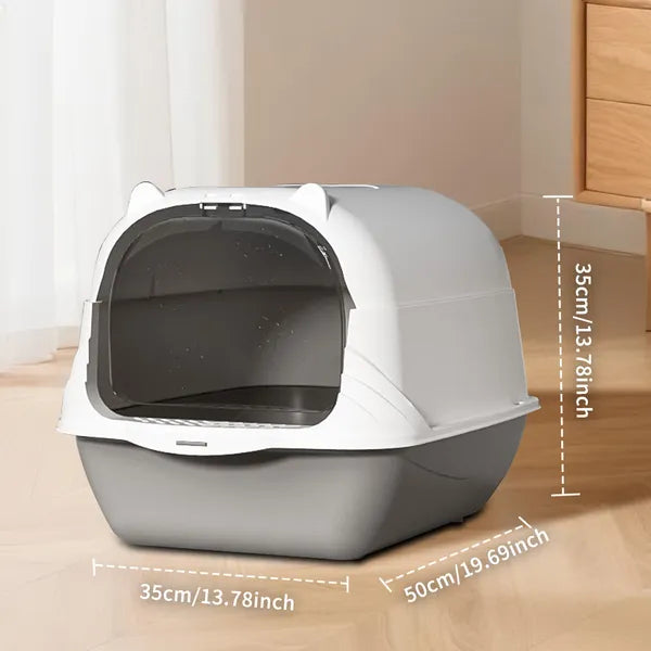 Fully Enclosed Cat Litter Box with Scoop & Litter Mat – Portable Odor Control Cat Toilet