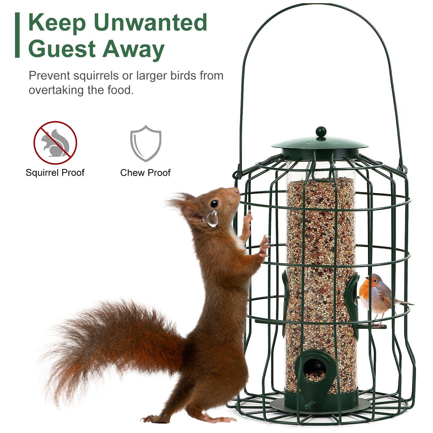 Squirrel Proof Metal Bird Feeder Hanging 4 Port Seed Feeder