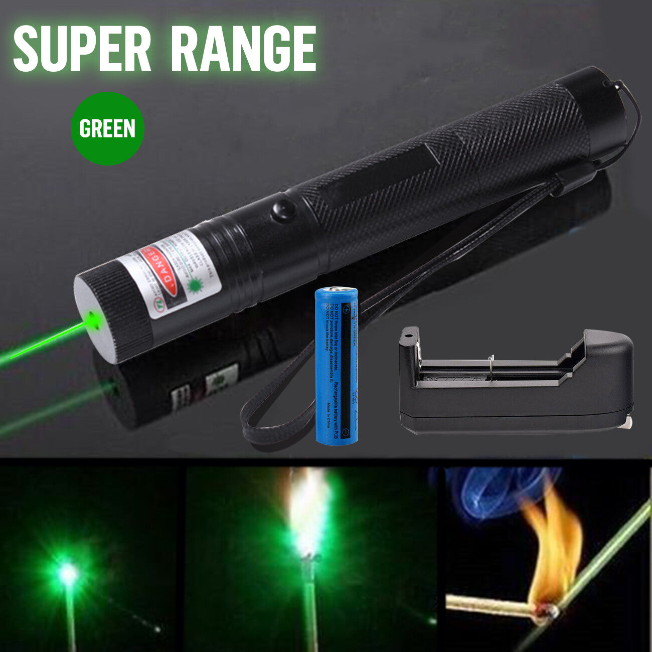 Ultra Powerful Green Laser Pointer USB Rechargeable Beam Pen