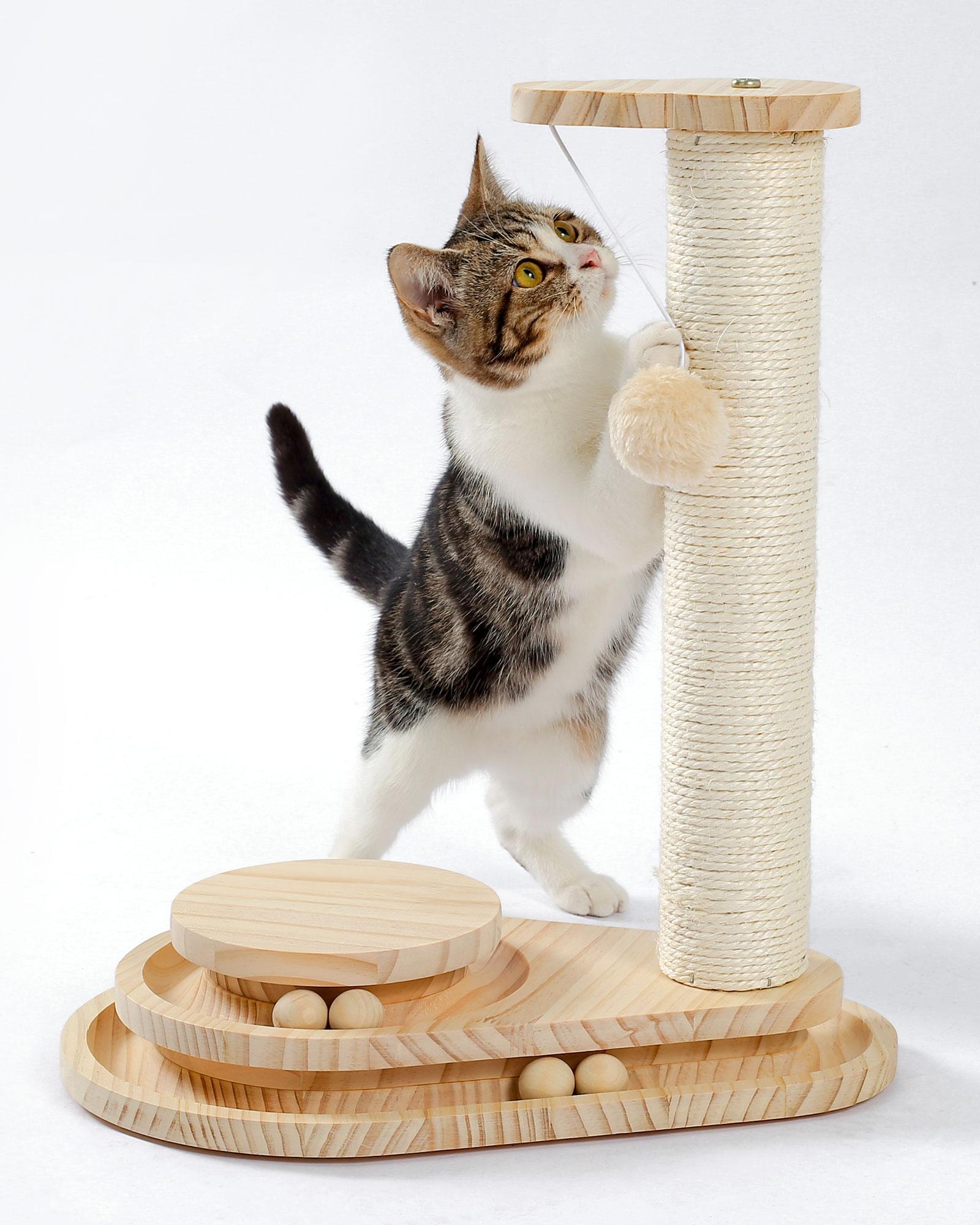 Premium Indoor Cat Scratching Board with Interactive Ball Track Toy