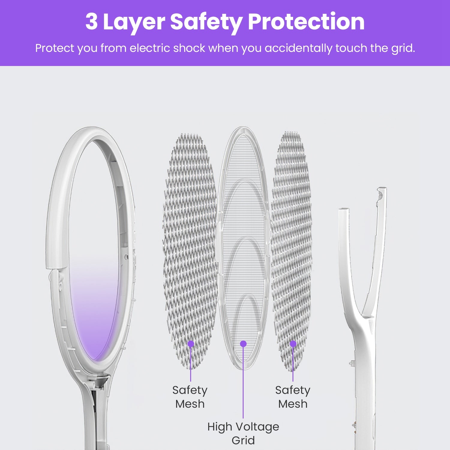 3 in 1 Electric Bug Zapper Racket with Extension Wand
