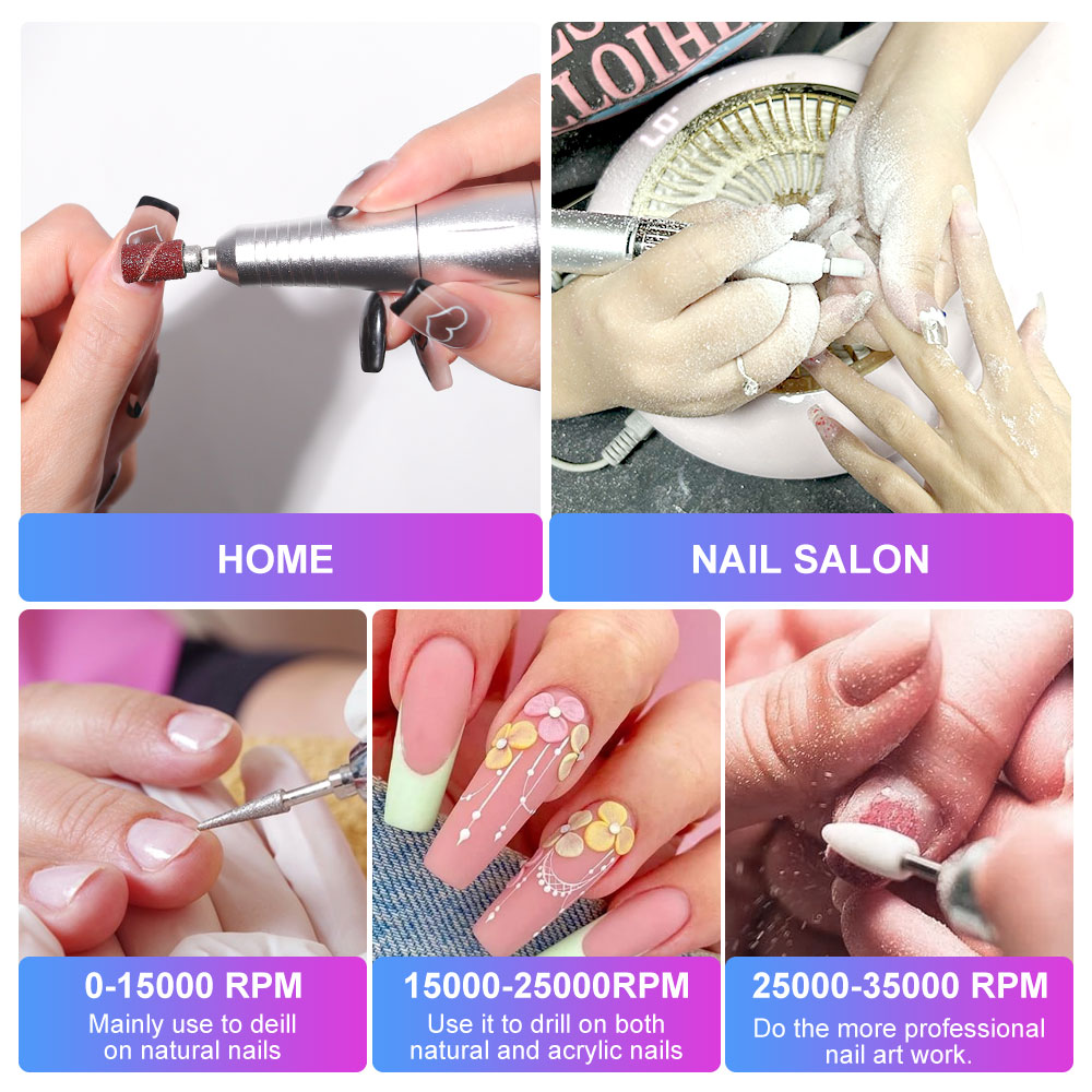 45000RPM Cordless Electric Nail Drill with 12 Bits Rechargeable