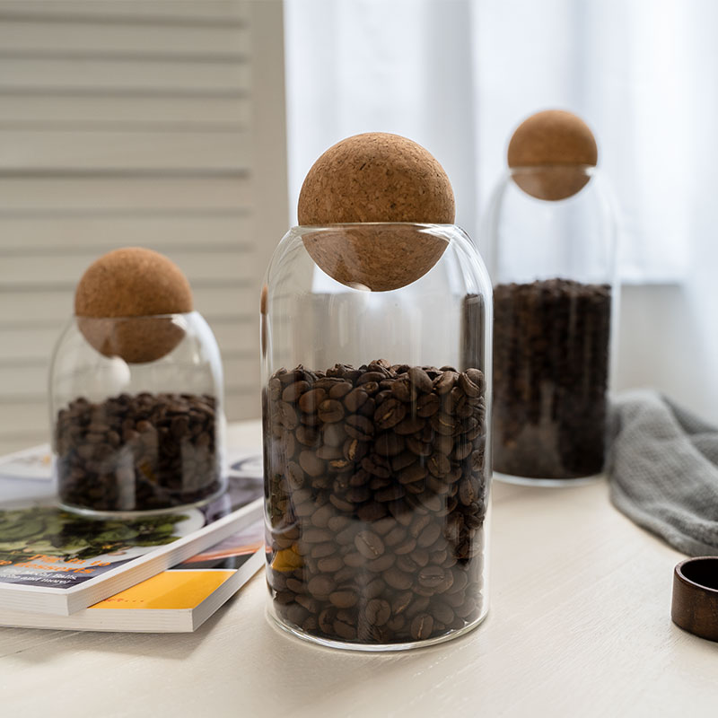 Glass Storage Jar with Cork Lid Minimalist Tea Coffee Container