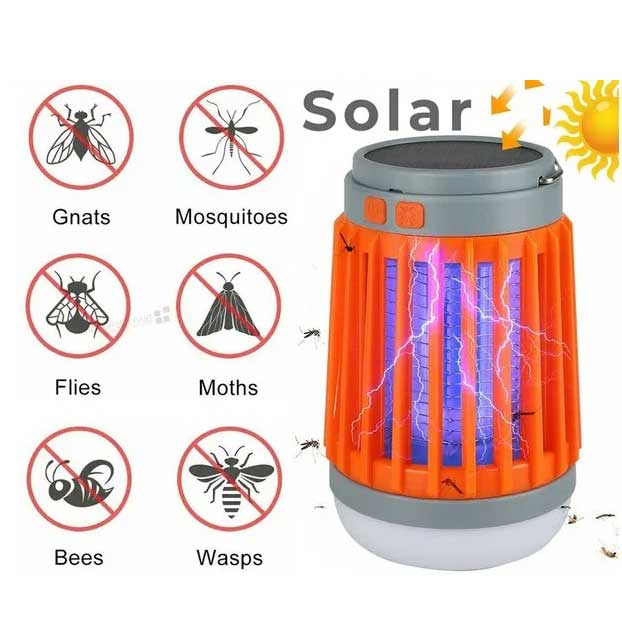Solar USB Mosquito Killer Lamp LED Bug Zapper Outdoor Light