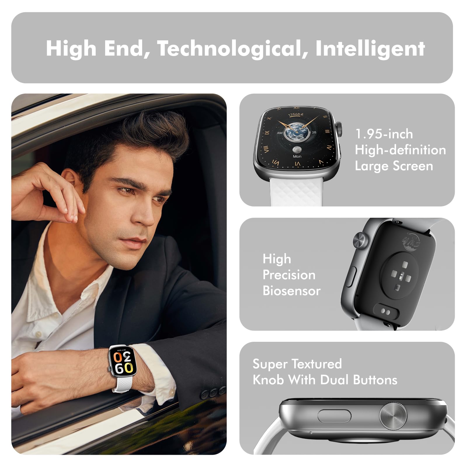Bluetooth Smart Watch 1.95 HD Heart Rate Sleep Fitness Tracker IP68
