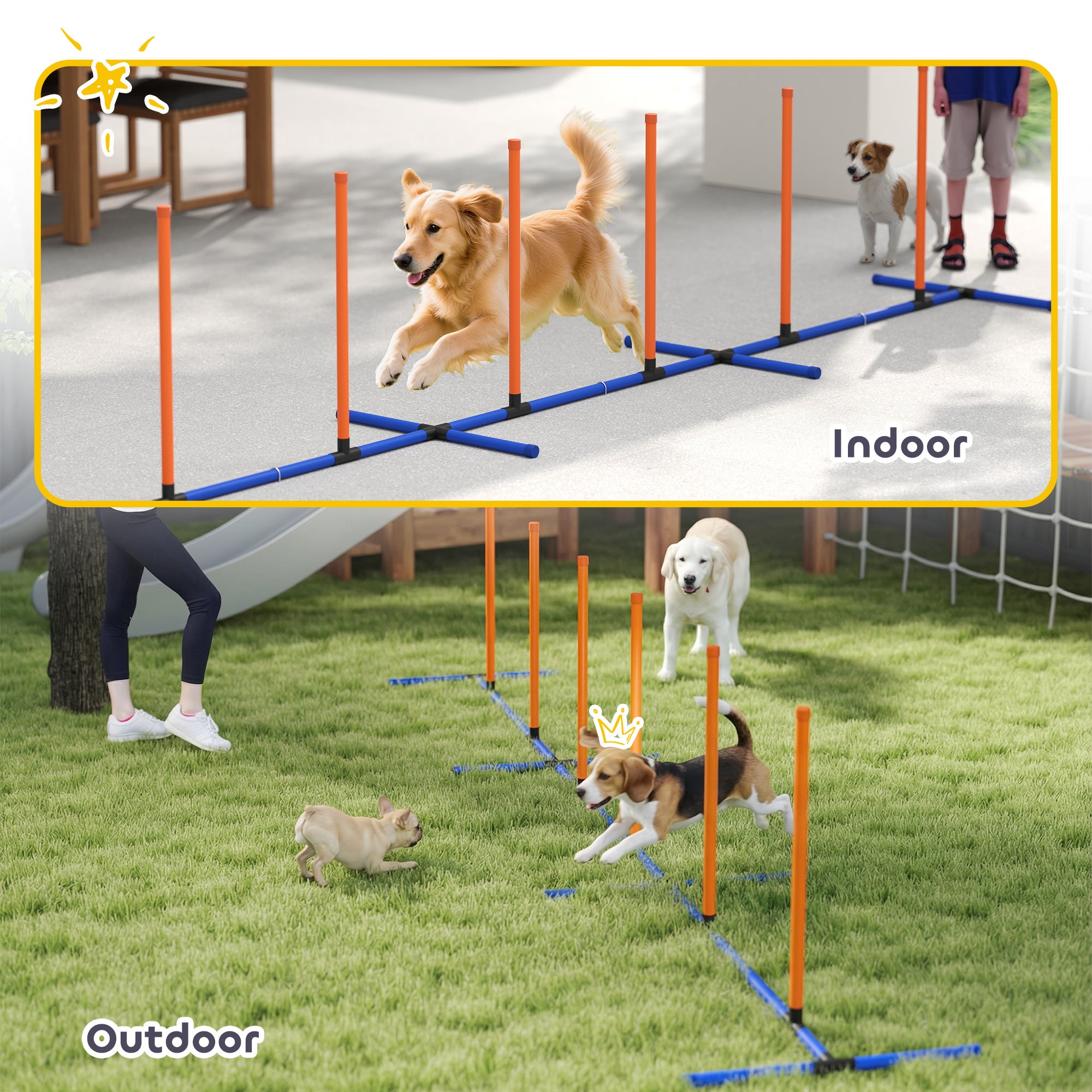 Dog Agility Training Set for Backyard & Indoor Use – Adjustable Agility Jump Course Kit