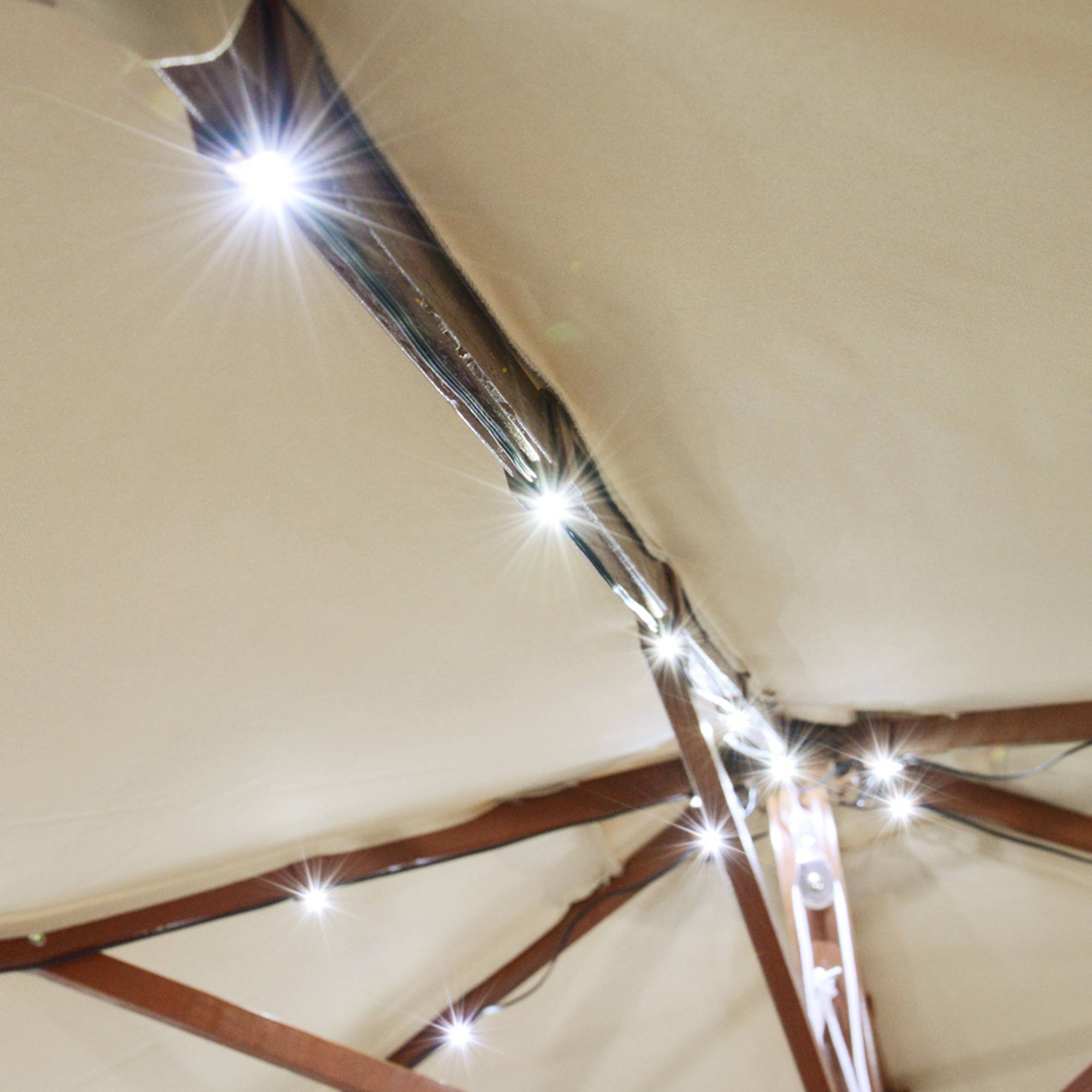 Solar Umbrella LED String Lights Cool White Outdoor Decor