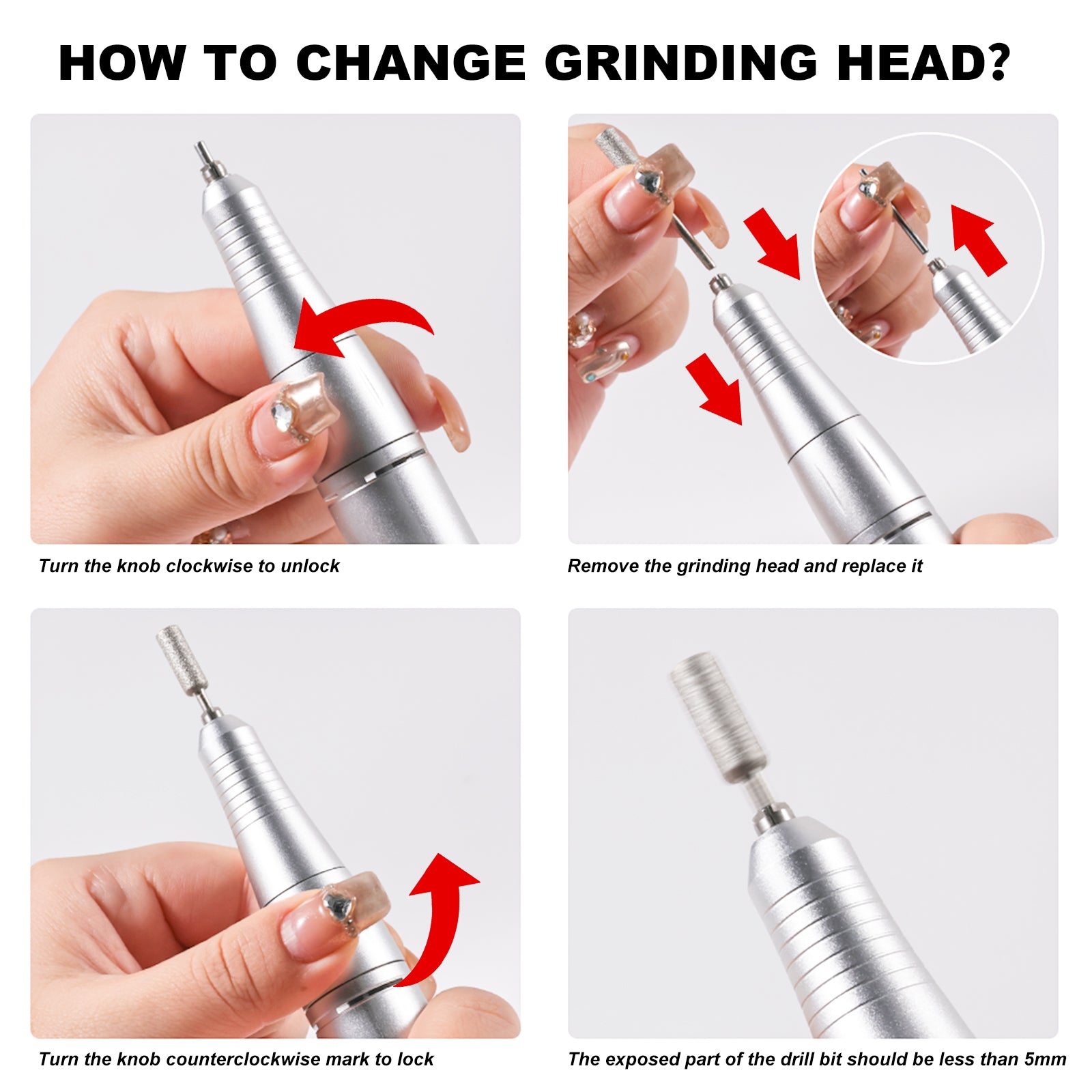 45000RPM Professional Electric Nail Drill Machine for Acrylic Nails