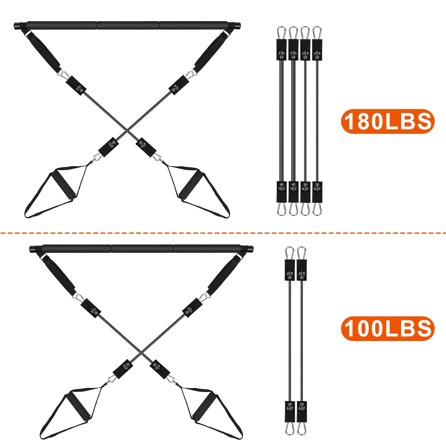 Pilates Bar Kit with Resistance Bands for Full Body Workout Set
