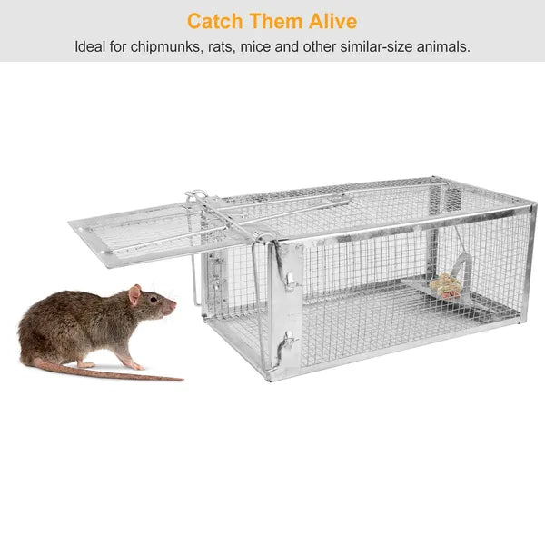 Premium 2 Pack Humane Rat Trap Cage Reusable Metal Design