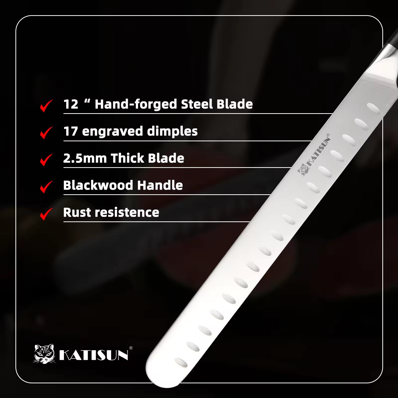 10-Inch Carbon Steel Chef Knife Ultra Sharp Meat Slicing Kitchen Tool